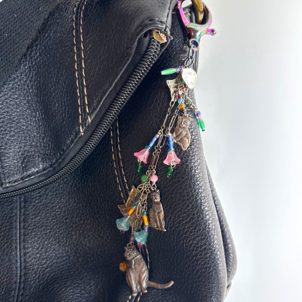 Purse Charm with an I LOVE CATS Theme